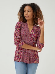 FatFace Red Frankie Retro Wrap Blouse - Image 1 of 5