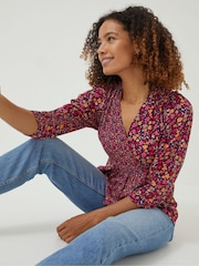 FatFace Red Frankie Retro Wrap Blouse - Image 3 of 5