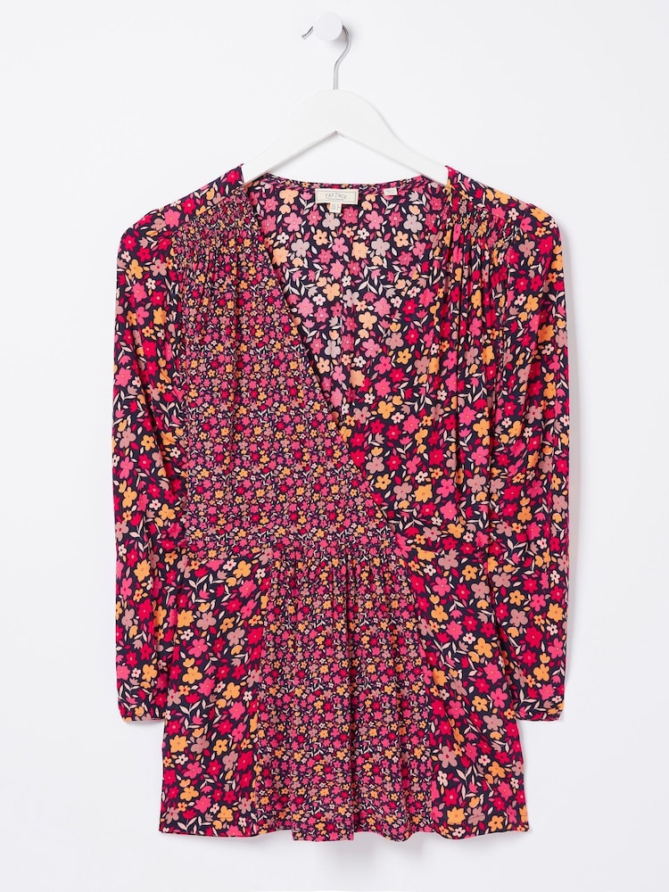FatFace Red Frankie Retro Wrap Blouse - Image 5 of 5