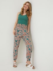 FatFace Orange Shirred Cuffed Sketched Trousers - Image 1 of 4