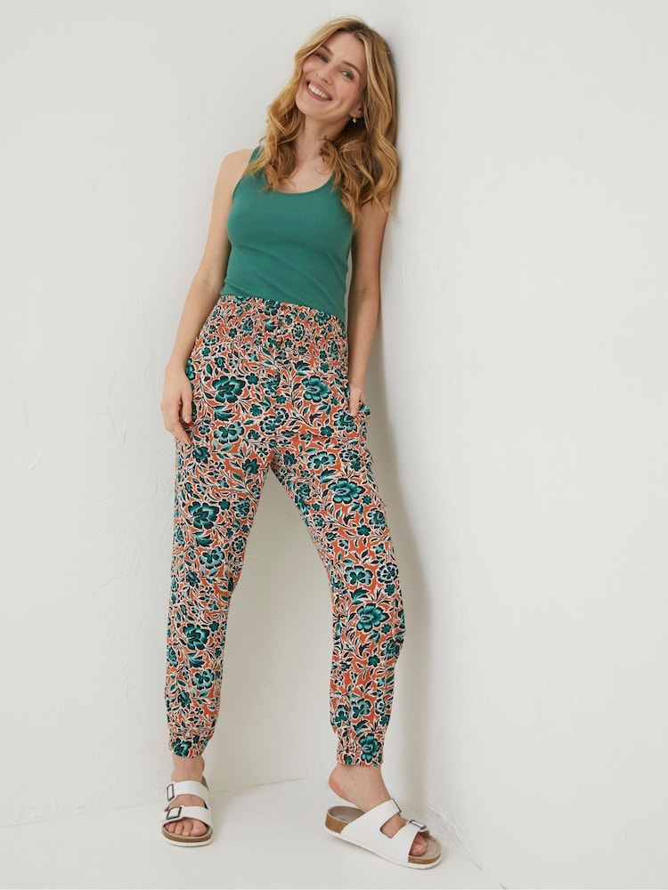 FatFace Orange Shirred Cuffed Sketched Trousers - Image 1 of 4