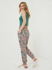 FatFace Orange Shirred Cuffed Sketched Trousers - Image 2 of 4