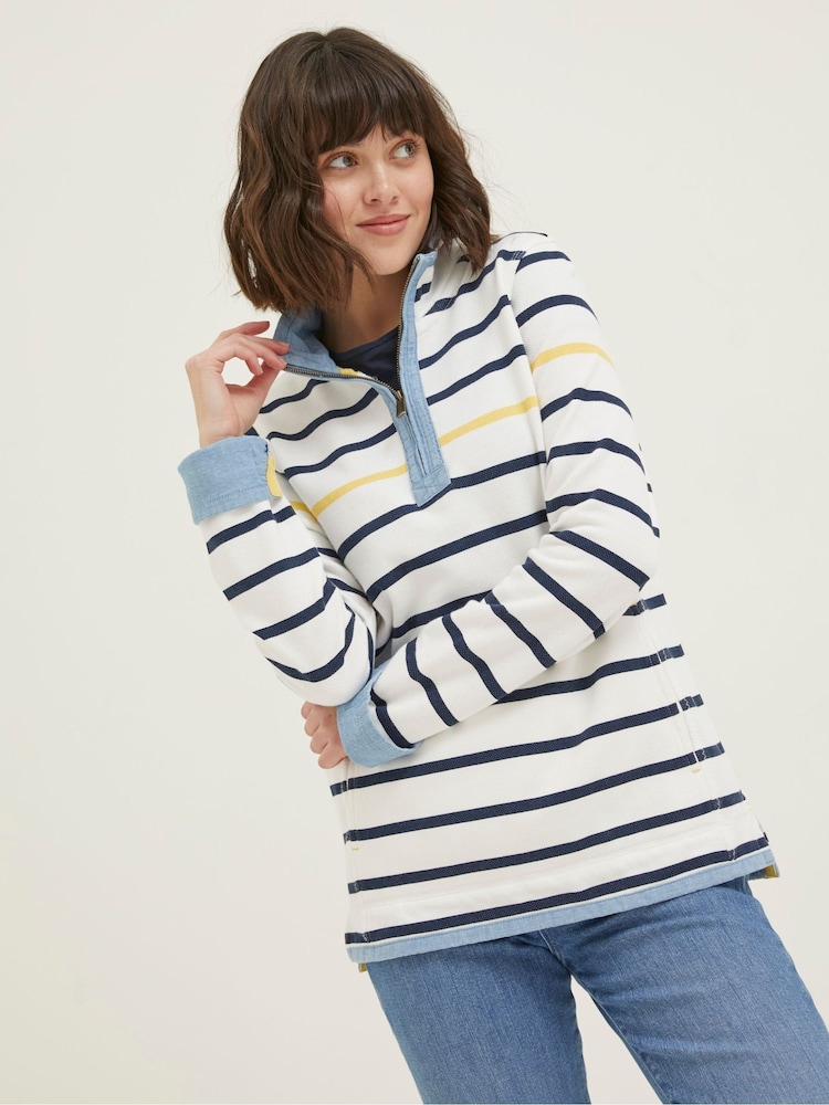 FatFace Natural Airlie Striped Sweatshirt - Image 1 of 6 FatFace Natural Airlie Striped Sweatshirt - Image 1 of 6