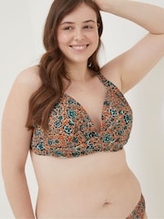 FatFace Orange Sketched Floral Bikini Top - Image 4 of 6