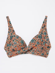 FatFace Orange Sketched Floral Bikini Top - Image 6 of 6