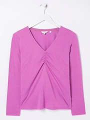 FatFace Pink Iris Pointelle Top - Image 4 of 4