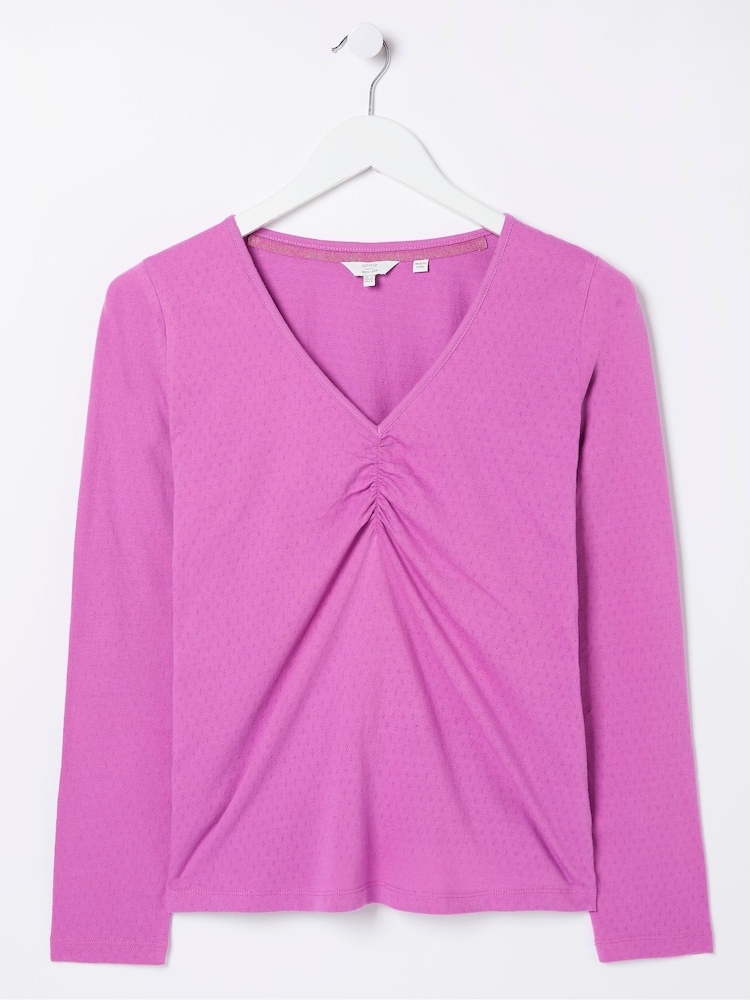 FatFace Pink Iris Pointelle Top - Image 4 of 4