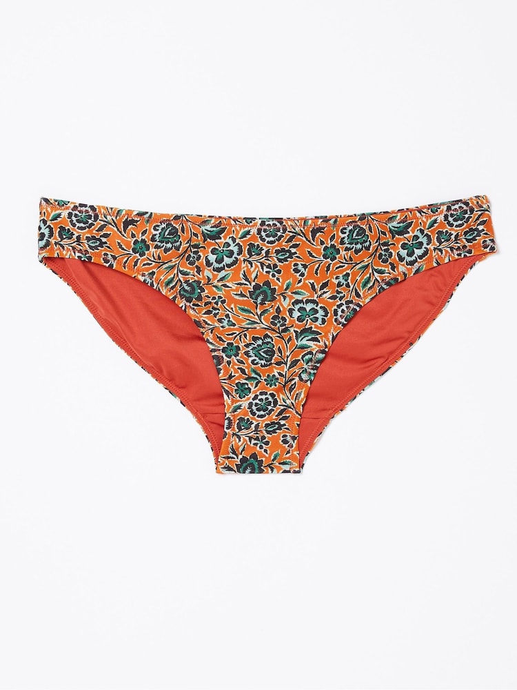 FatFace Orange Sketched Floral Bikini Bottoms - Image 4 of 4