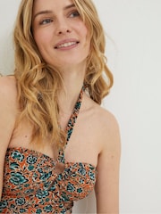 FatFace Orange Sketched Floral Tankini Top - Image 4 of 5