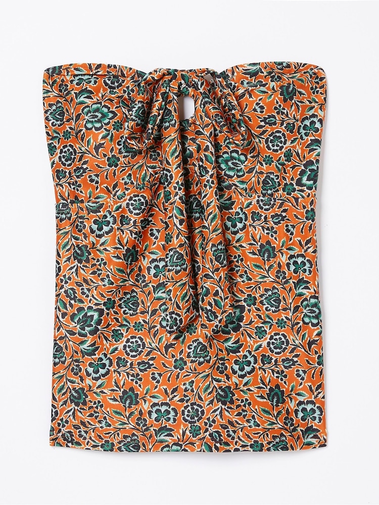 FatFace Orange Sketched Floral Tankini Top - Image 5 of 5
