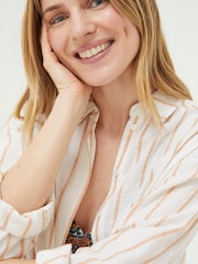 FatFace White Linen Blend Billie Shirt - Image 8 of 9