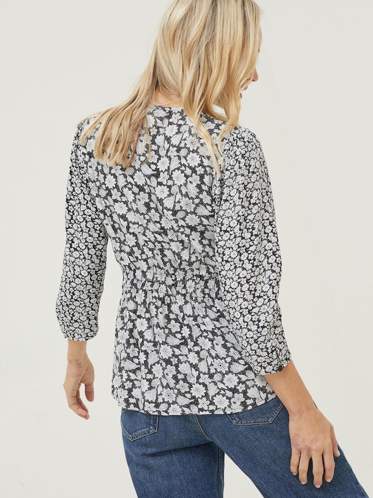 FatFace Black Springtime Frankie Wrap Blouse - Image 2 of 5
