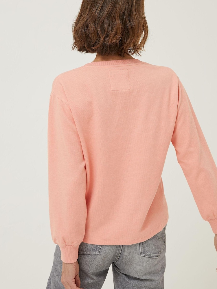 FatFace Orange Vienna V-Neck Sweatshirt - Image 2 of 5 FatFace Orange Vienna V-Neck Sweatshirt - Image 2 of 5