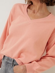 FatFace Orange Vienna V-Neck Sweatshirt - Image 4 of 5