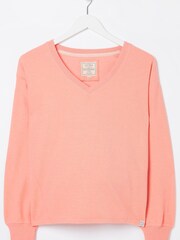 FatFace Orange Vienna V-Neck Sweatshirt - Image 5 of 5