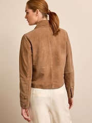 Tan Brown Real Suede Shacket - Image 3 of 6