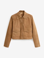 Tan Brown Real Suede Shacket - Image 5 of 6
