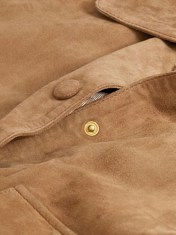 Tan Brown Real Suede Shacket - Image 6 of 6
