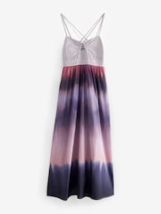 Violett, Knüpfbatik - Maxikleid mit Neckholder - Bild 2 von 7
