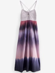 Violett, Knüpfbatik - Maxikleid mit Neckholder - Bild 6 von 7