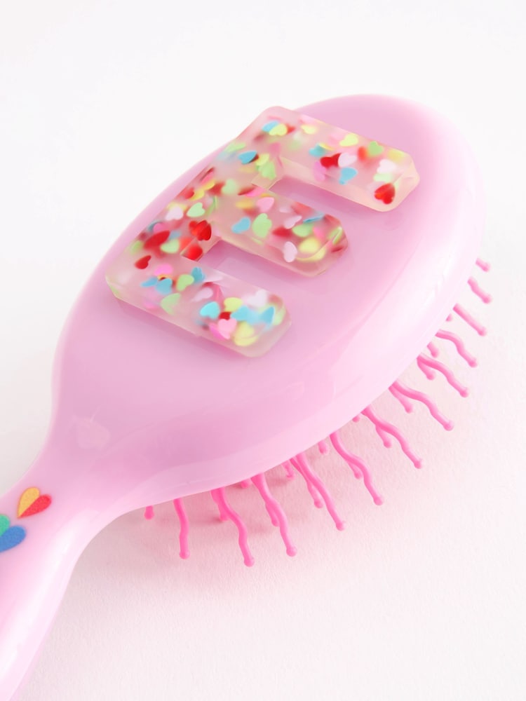 Bright Pink E Initial Hairbrush - Image 2 of 3 Bright Pink E Initial Hairbrush - Image 2 of 3