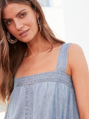 Light Blue TENCEL™ Linen Blend Summer Maxi Dress - Image 4 of 6