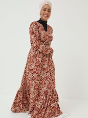 FatFace Brown Blush Floral Joyce Maxi Dress - Image 1 of 1