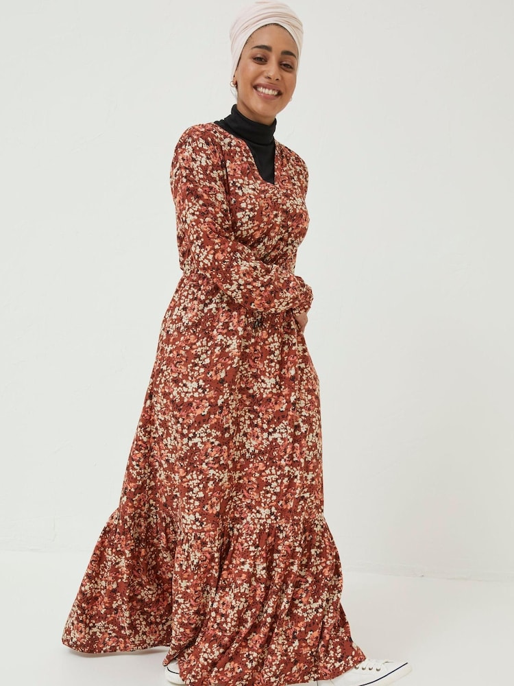 FatFace Brown Blush Floral Joyce Maxi Dress - Image 1 of 1