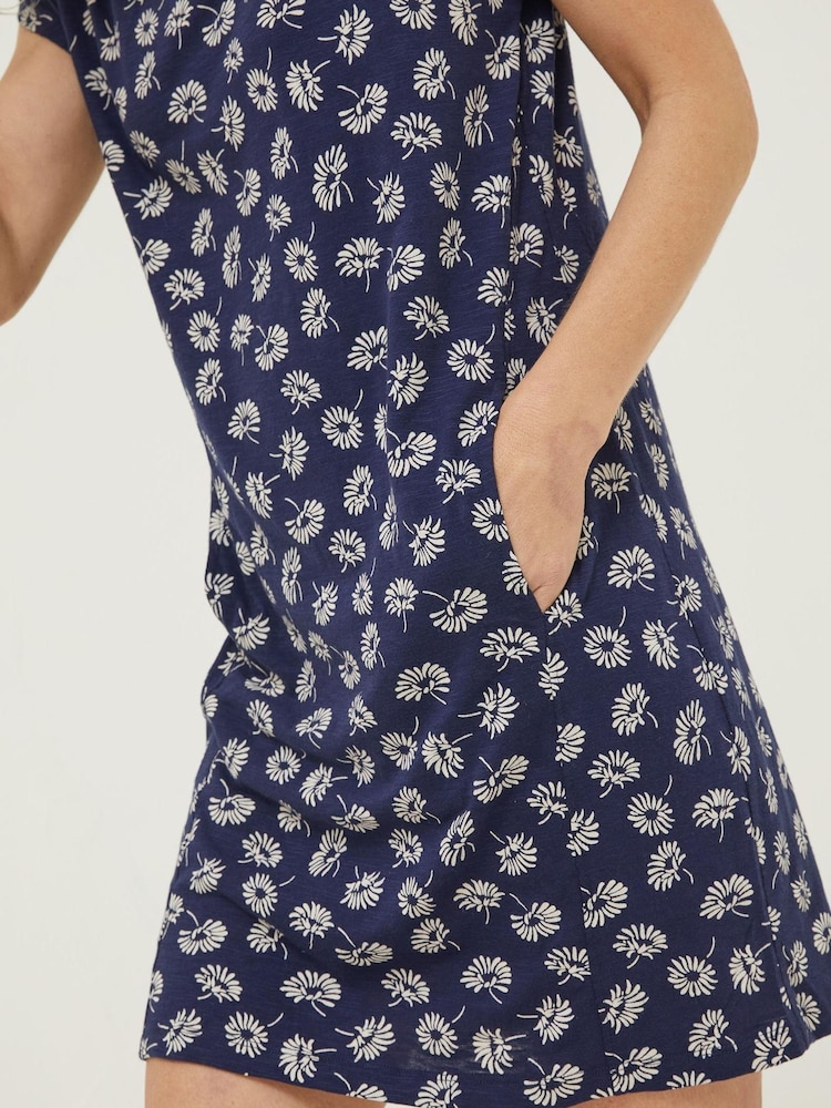 FatFace Blue Iris Daisy Jersey Dress - Image 4 of 4