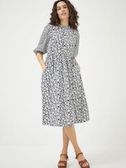 FatFace Black Hadley Springtime Midi Dress - Image 1 of 5