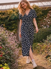 FatFace Blue Francis Daisy Midi Dress - Image 1 of 9