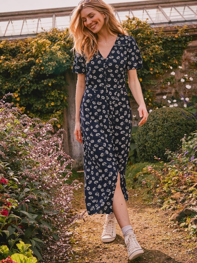 FatFace Blue Francis Daisy Midi Dress - Image 1 of 9