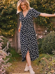FatFace Blue Francis Daisy Midi Dress - Image 3 of 9
