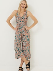 FatFace Orange Aderyn Sketched Jumpsuit - Image 1 of 4