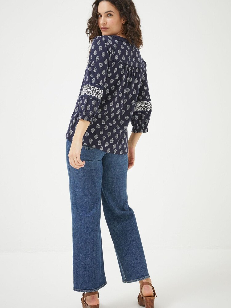 FatFace Blue Kai Batik Floral Top - Image 2 of 4