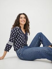 FatFace Blue Kai Batik Floral Top - Image 3 of 4