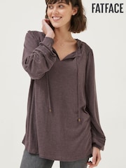 FatFace Purple Nina Notch Neck Tunic Top - Image 1 of 5