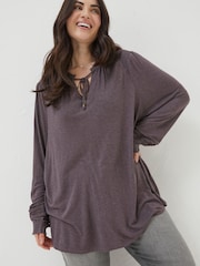 FatFace Purple Nina Notch Neck Tunic Top - Image 3 of 5