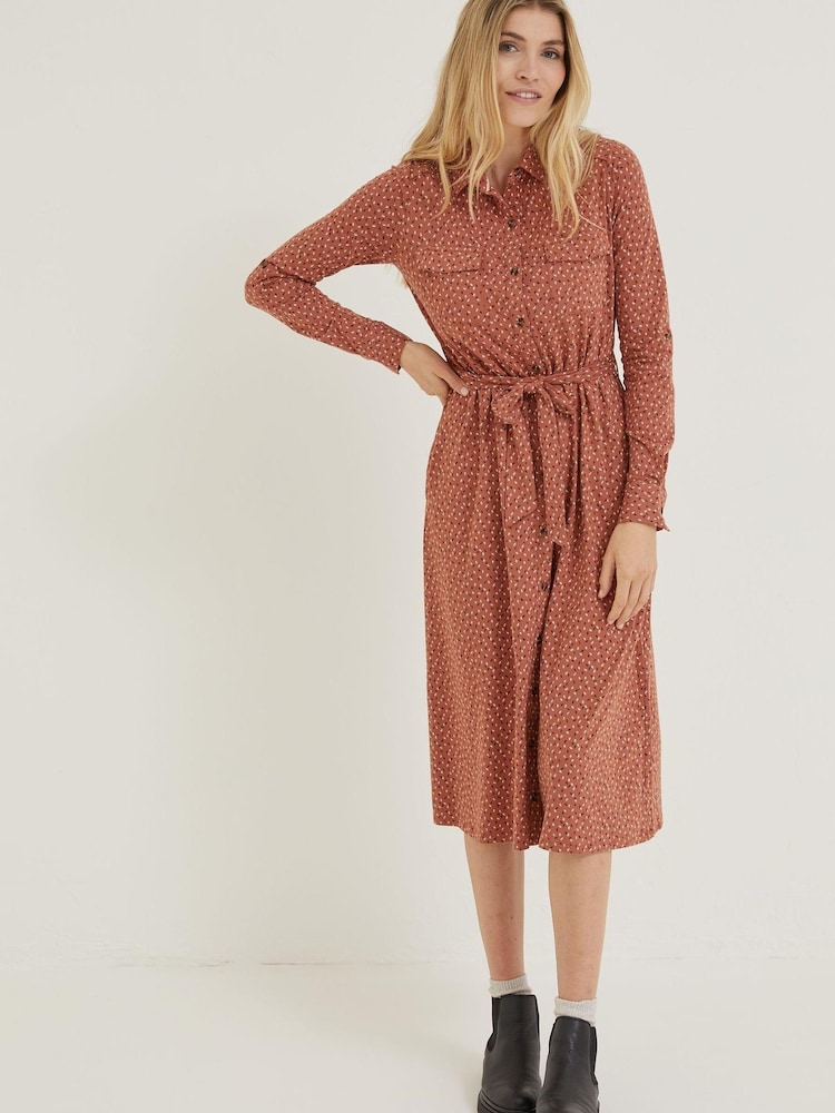 FatFace Brown Seed Geo Sarah Jersey Dress - Image 1 of 4