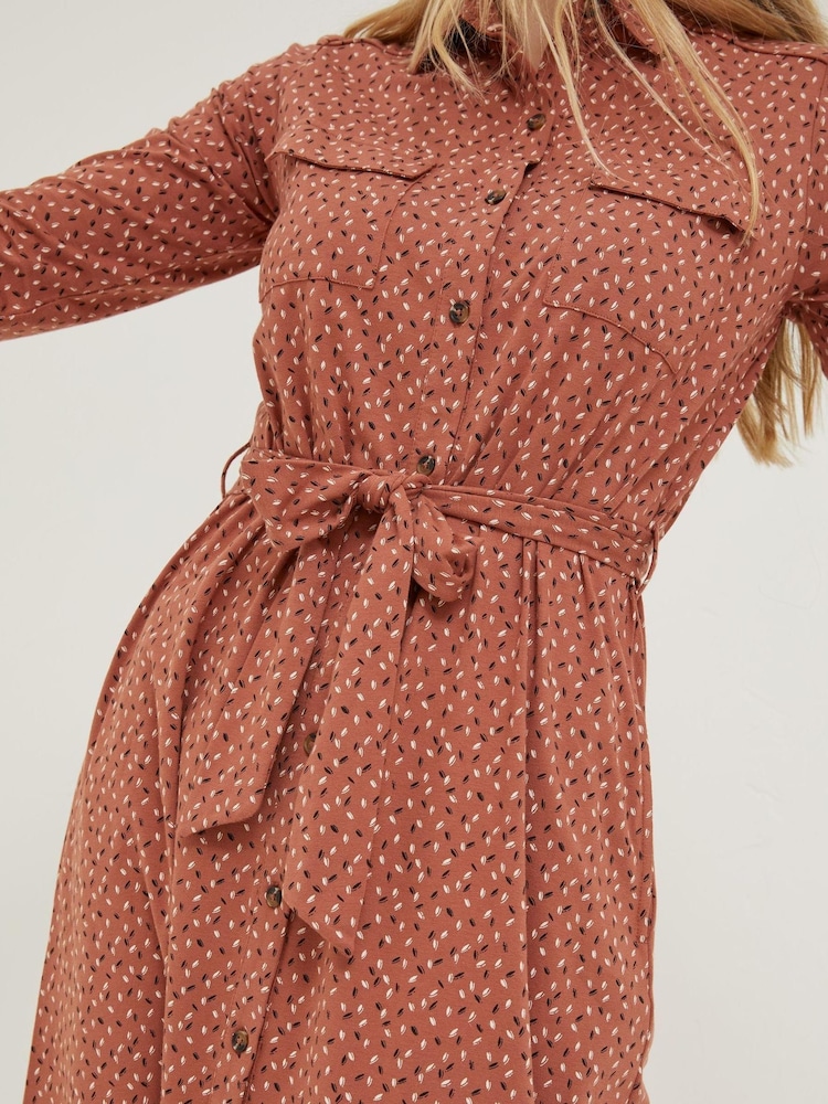 FatFace Brown Seed Geo Sarah Jersey Dress - Image 4 of 4 FatFace Brown Seed Geo Sarah Jersey Dress - Image 4 of 4