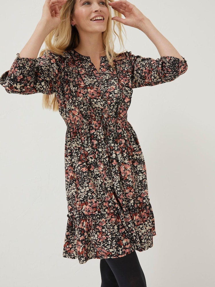 FatFace Black Porth Blush Floral Dress - Image 1 of 6