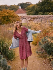 FatFace Red Maddox Retro Ditsy Dress - Image 1 of 6