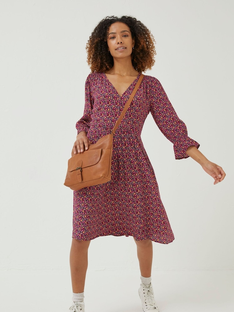 FatFace Red Maddox Retro Ditsy Dress - Image 2 of 6 FatFace Red Maddox Retro Ditsy Dress - Image 2 of 6