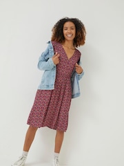 FatFace Red Maddox Retro Ditsy Dress - Image 4 of 6
