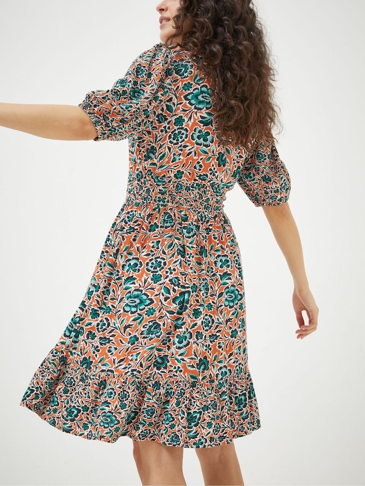 FatFace Orange Lottie Sketched Floral Dress - Image 2 of 5