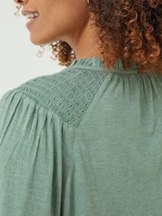 FatFace Green Nina Notch Neck Tunic Top - Image 5 of 5