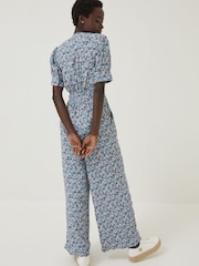 FatFace Blue Lena Tonal Floral Jumpsuit - Image 2 of 5