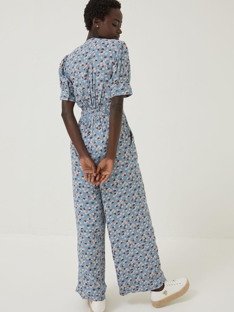 FatFace Blue Lena Tonal Floral Jumpsuit - Image 2 of 5