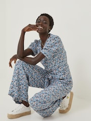 FatFace Blue Lena Tonal Floral Jumpsuit - Image 3 of 5