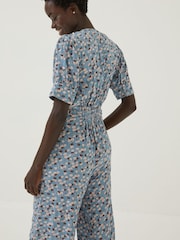 FatFace Blue Lena Tonal Floral Jumpsuit - Image 4 of 5